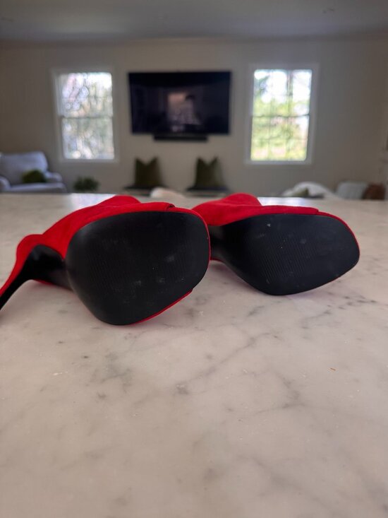 Steve Madden Red Suede Open Toe Stiletto - Picture 6 of 6